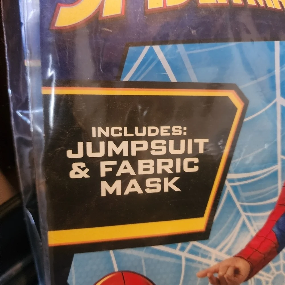 NWT Marvel Spider-Man Child Costume Halloween Cosplay Jumpsuit & Fabric Mask New
